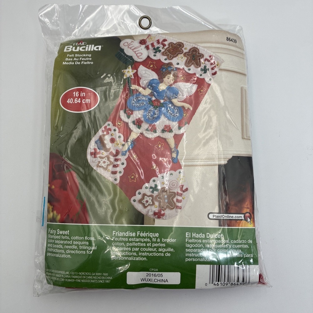 Bucilla Fairy Sweet Felt Christmas Stocking Kit 16 inch 86439 Sugar Plum Fairy